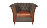 Kingsman Chesterfield Harris Tweed and Leather Chair
