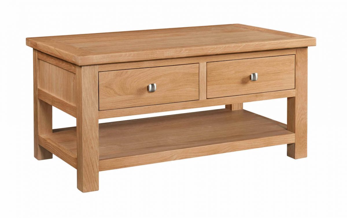 Abbey Oak Coffee Table with 2 Drawers