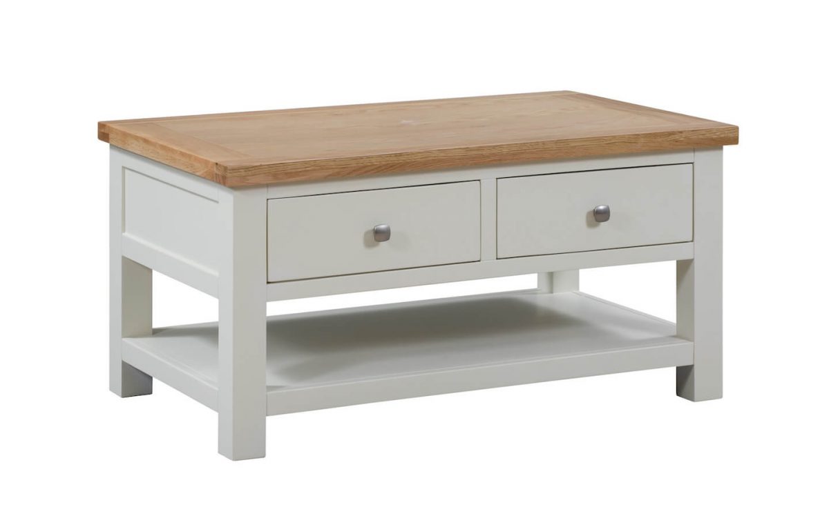 Abbey Painted Ivory Coffee Table with 2 Drawers