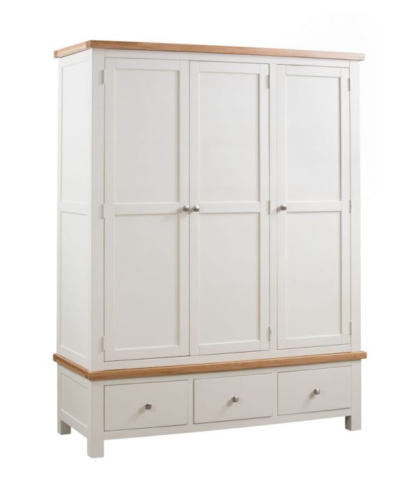 Abbey Painted Ivory Triple Wardrobe with 3 Drawers