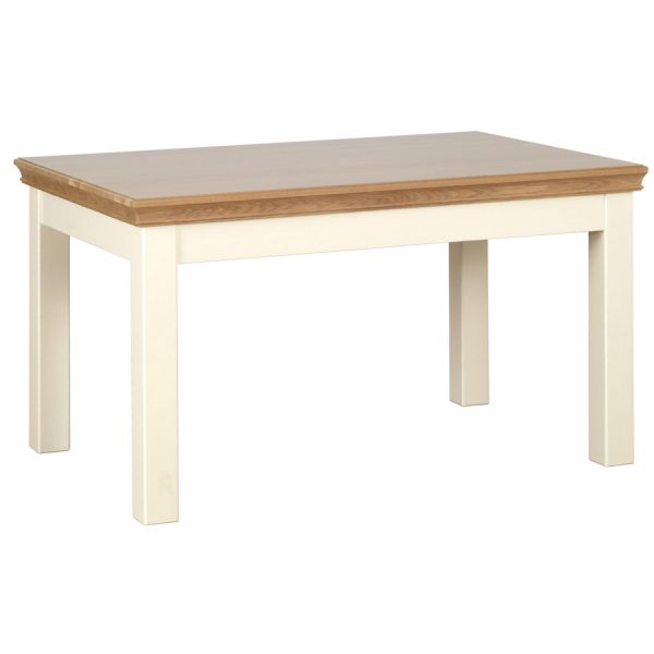 Emily 135cm Fixed Top Dining Table Painted Ivory with Oak Top