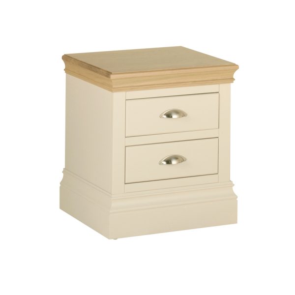 Emily 2 Drawer Bedside Painted Ivory with Oak Top