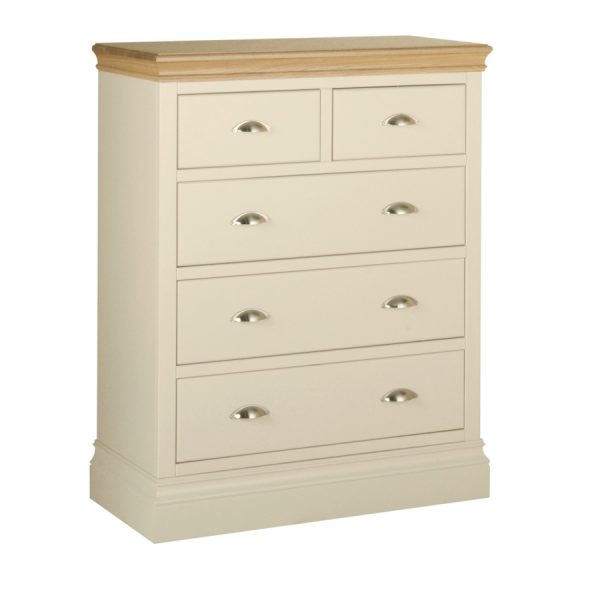 Emily 2 over 3 Chest Painted Ivory with Oak Top