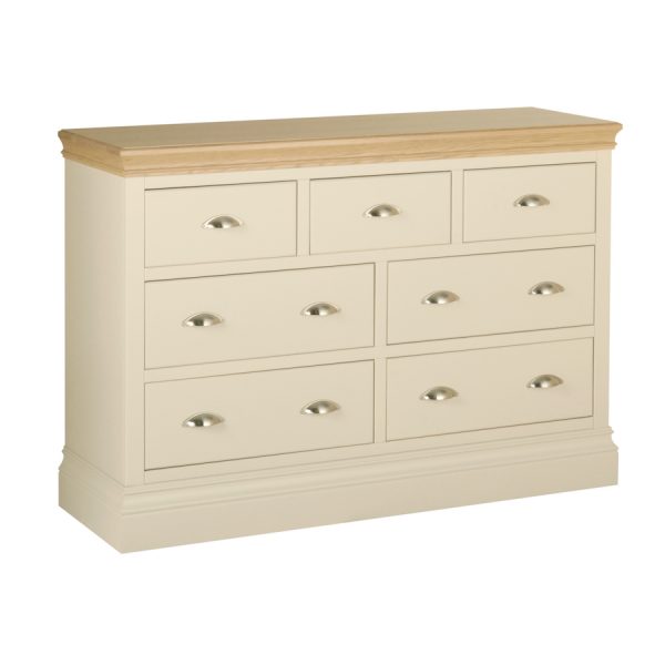 Emily 3 over 4 Chest Painted Ivory with Oak Top