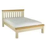 Emily King Size (150cm) Bed Painted Ivory with Oak Top