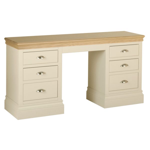 Emily Double Dressing Table Painted Ivory with Oak Top