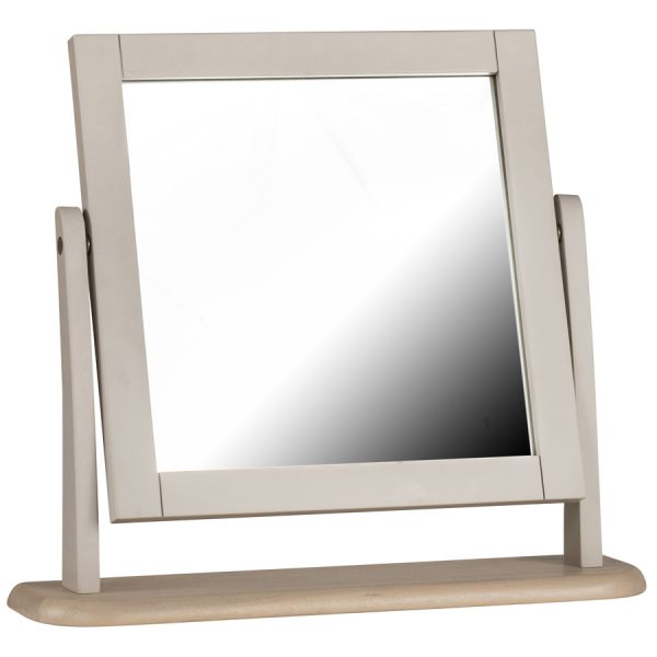 Avebury Dressing Table Mirror  Painted Stone Grey with Oak Top