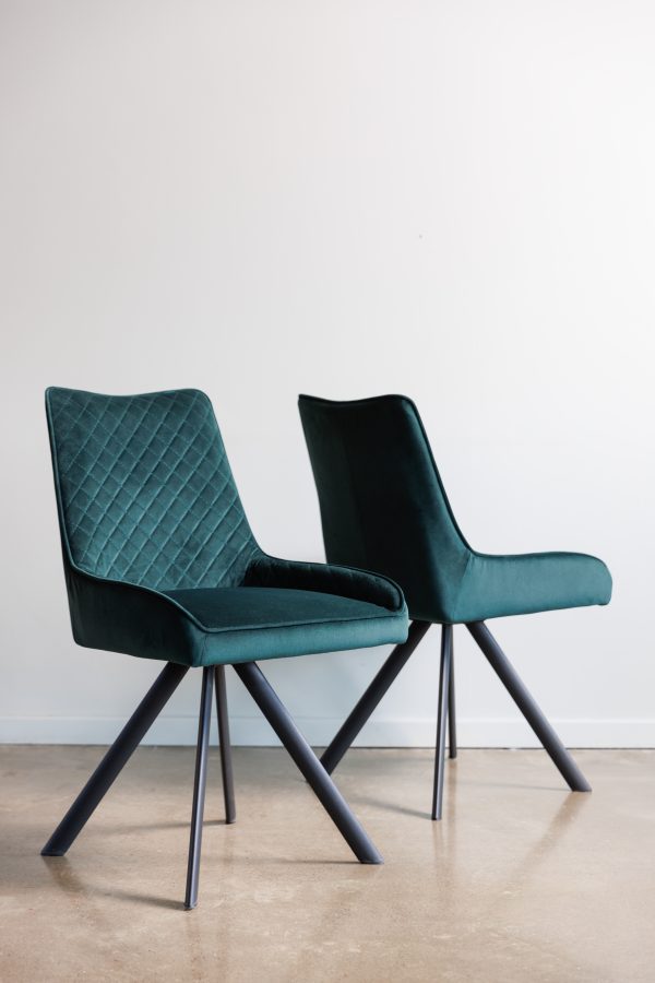 Camden Swivel Quilted Velvet Dining Chair Green