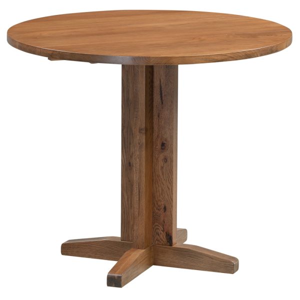 Abbey Rustic Oak Round Drop Leaf Table