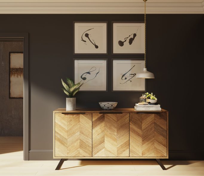 Goa Shevron 3 Drawer Sideboard