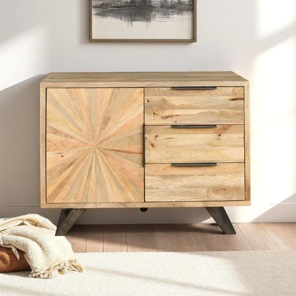 Goa Sunburst Small Sideboard 1 Door 3 Drawer