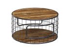 Mango Large Round Coffee Table with metal Basket