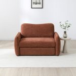 Lilly Single Sofa Bed with Arms - Burnt Orange