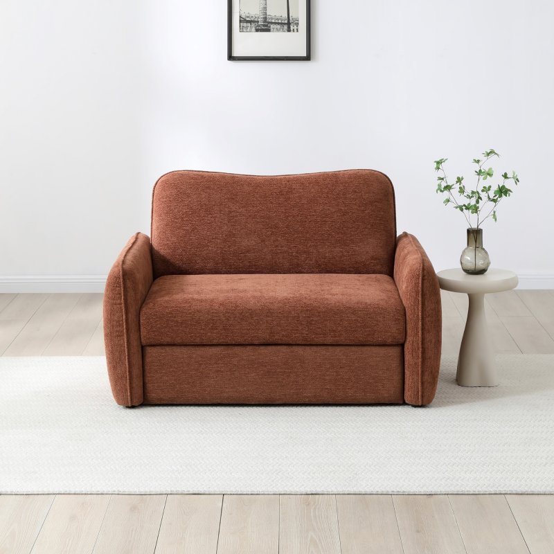 Lilly Single Sofa Bed with Arms - Burnt Orange Lilly Single Sofa Bed with Arms - Burnt Orange