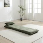 Loft Armless Futon Style Single Sofa Bed - Olive